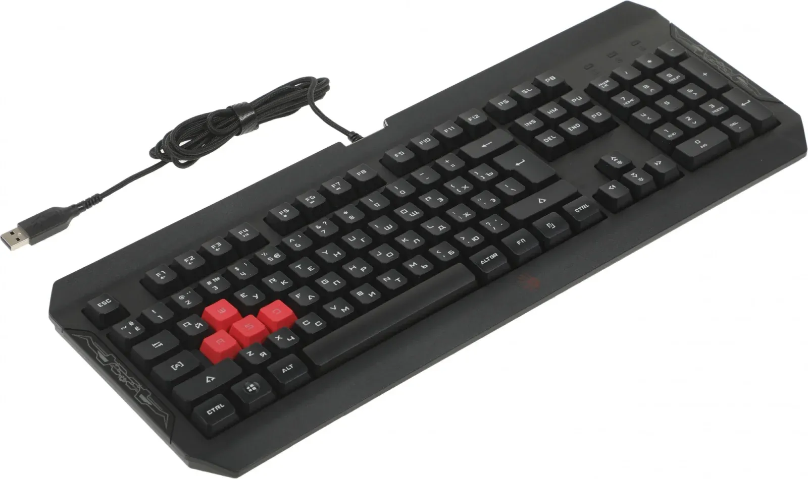 Клавиатура A4Tech Q100 черный USB for gamer LED Q100 USB кабель 1.8м - фото 7