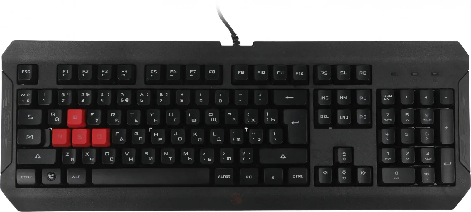 Клавиатура A4Tech Q100 черный USB for gamer LED Q100 USB кабель 1.8м - фото 8