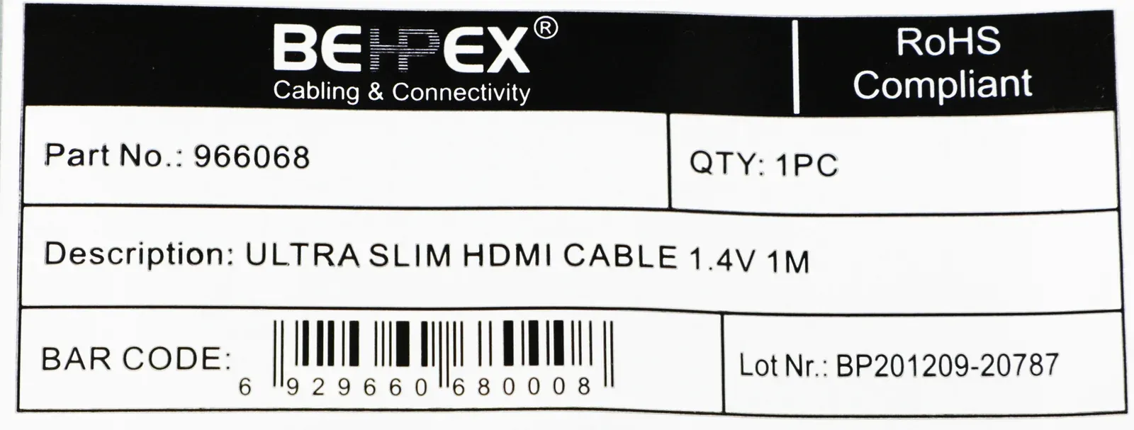 Кабель аудио-видео HDMI m/HDMI m 1м. позолоч.конт. черный - фото 2