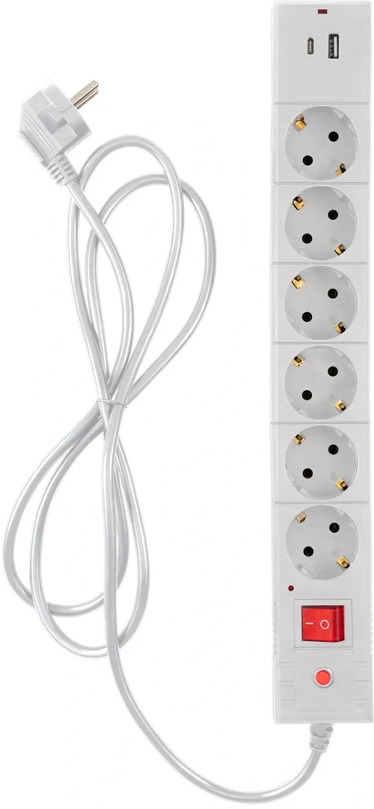 Сетевой фильтр Buro BU-SP5_USB_2A-W 5м 6 розеток белый коробка - фото 3