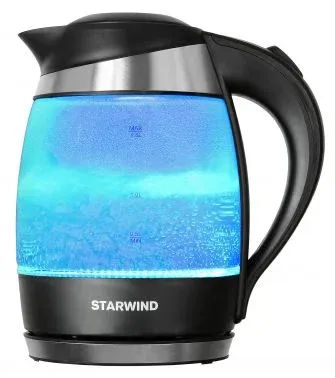 Чайник электрический Starwind SKG2218 1.8л. 2200Вт голубой/черный корпус: стекло/пластик - фото 8
