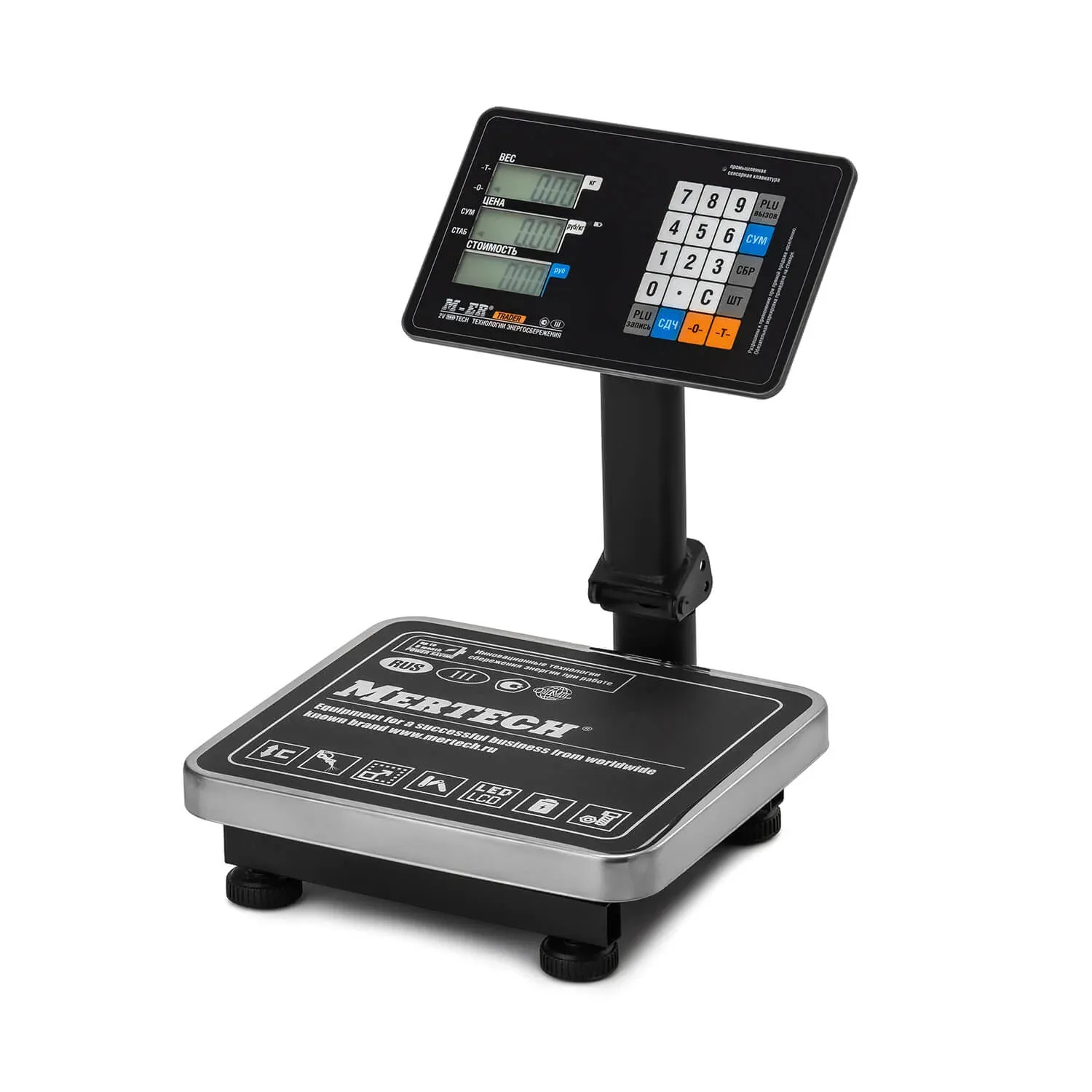 Торговые напольные весы M-ER 333 ACPU-60.20 с расч. стоимости LCD