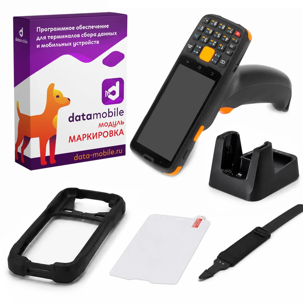 Комплект для маркировки ТСД MERTECH MovFast S45 арт. 10011 кредл с передачей чехол стекло ремешок + ПО DataMobile