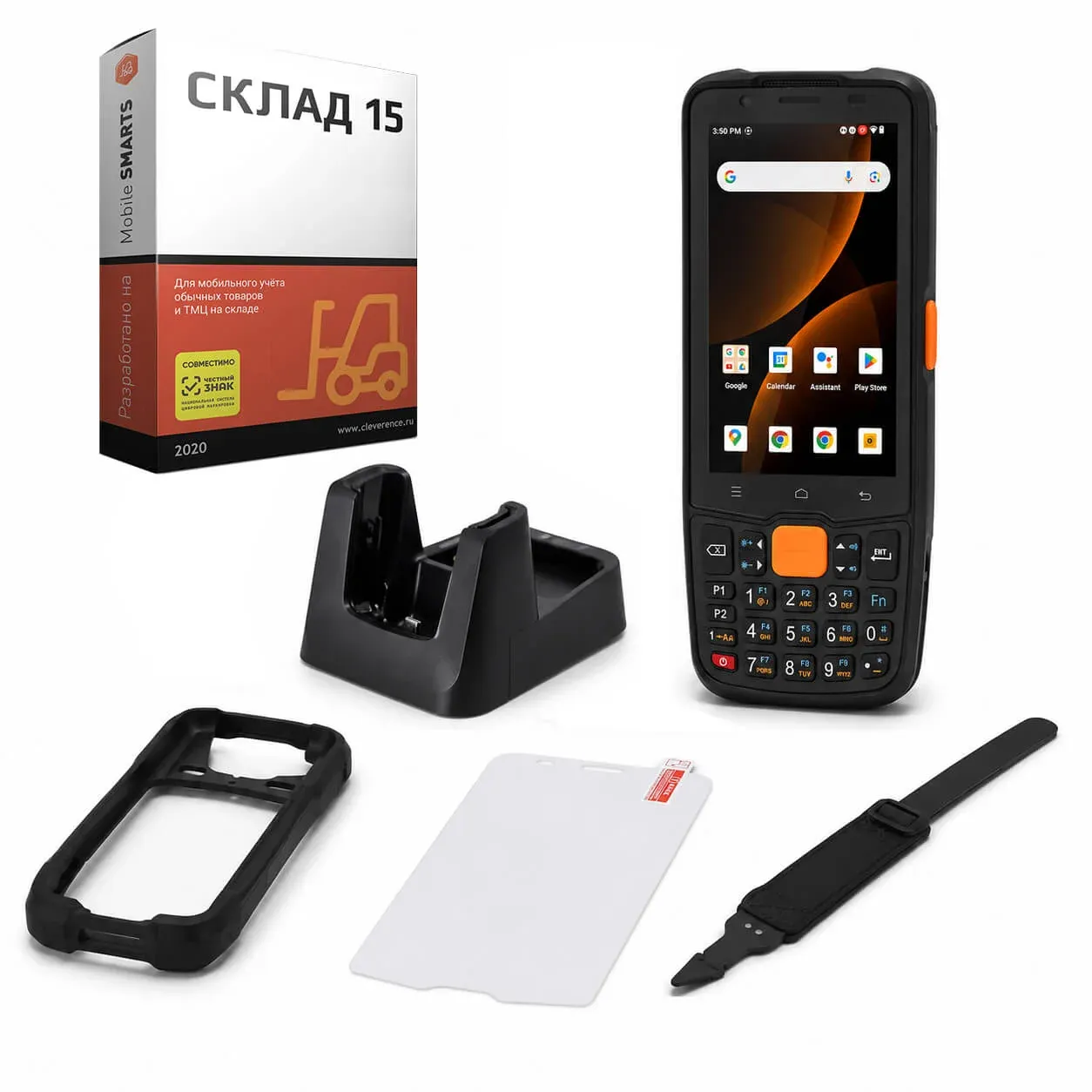 Комплект для маркировки ТСД MERTECH MovFast S40 арт. 10014 кредл с передачей чехол стекло ремешок + ПО Клеверенс Склад