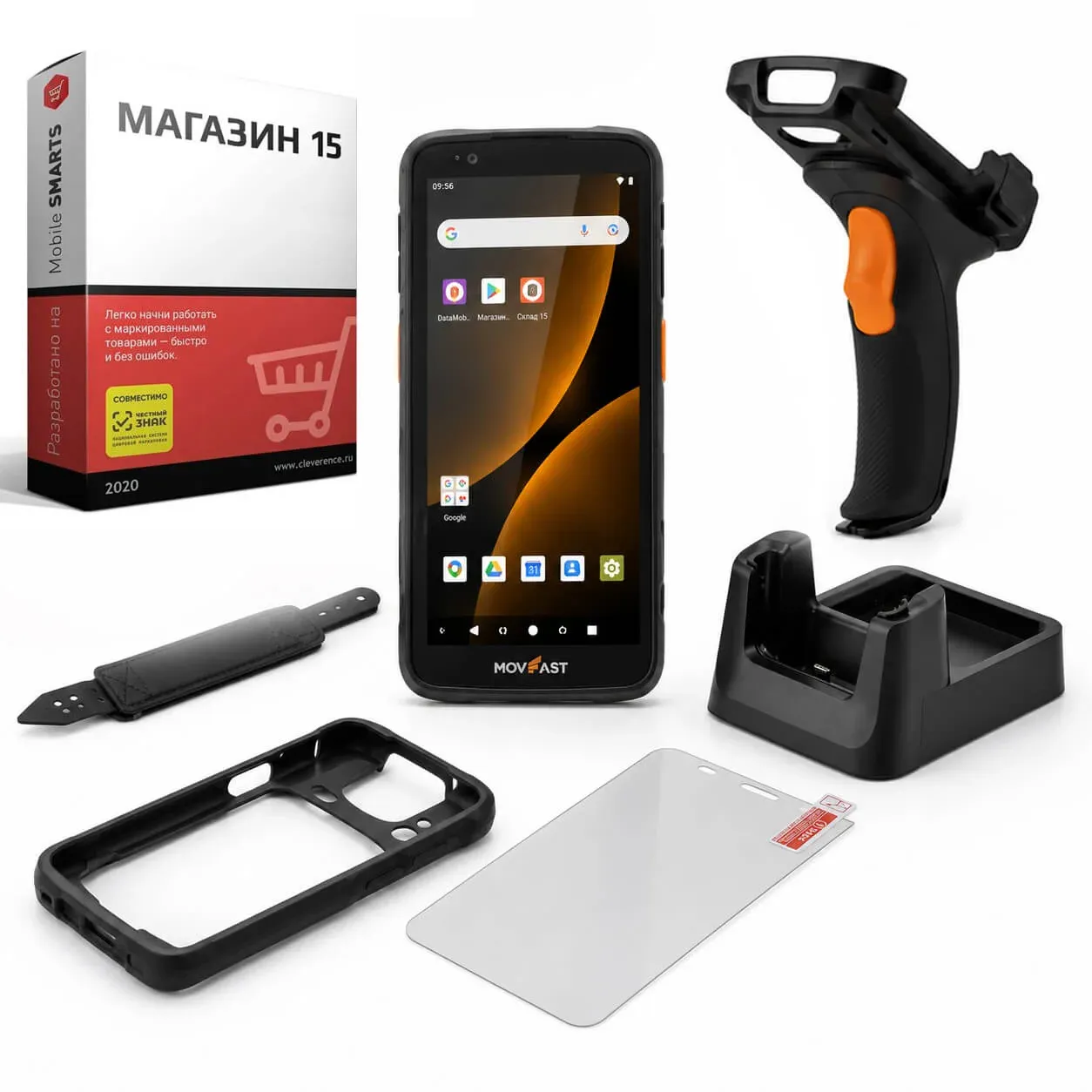 Комплект для маркировки ТСД MERTECH MovFast S55 арт. 10004 + ПО Клеверенс Магазин