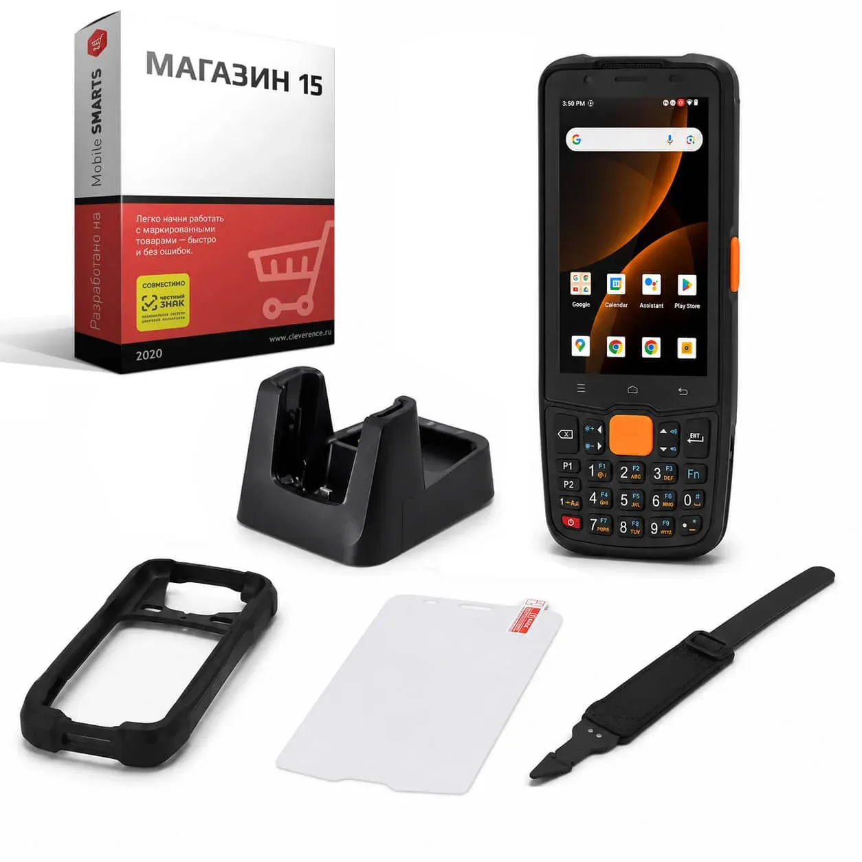 Комплект для маркировки ТСД MERTECH MovFast S40 арт. 10014 кредл с передачей чехол стекло ремешок + ПО Клеверенс Магазин