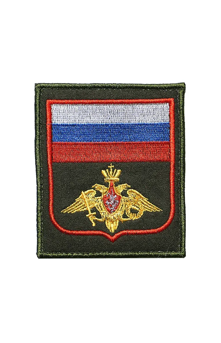 Шеврон ФЛАГ РФ ОРЁЛ ВС 8,5х10 хаки на контактной ленте — фото 1
