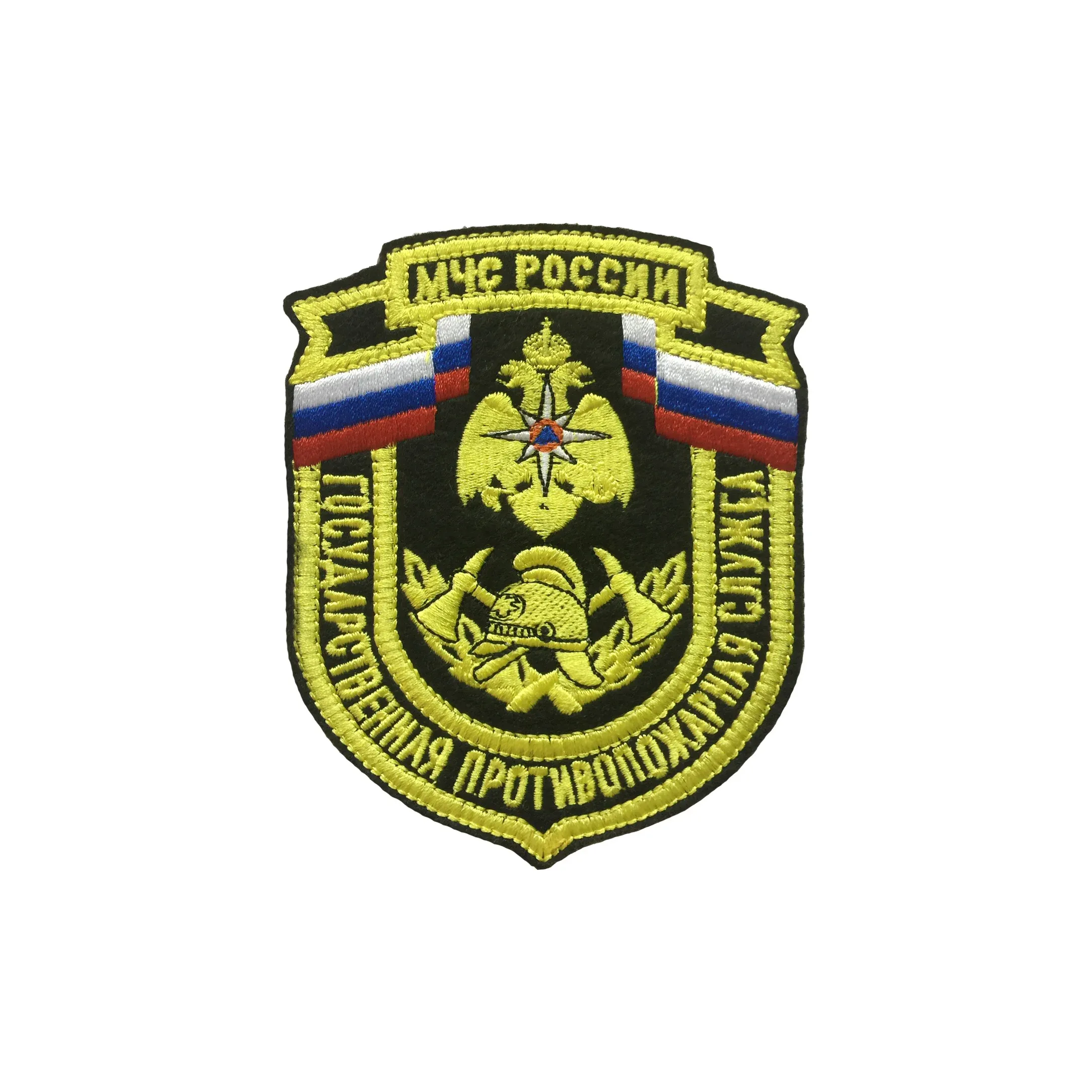 Шеврон эмблема МЧС ПРОТИВОПОЖАРНАЯ СЛУЖБА кордура черный — фото 1