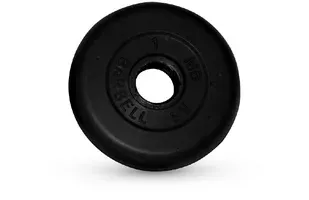 Диск Barbell обрезиненный черный d=26 мм 1.0кг