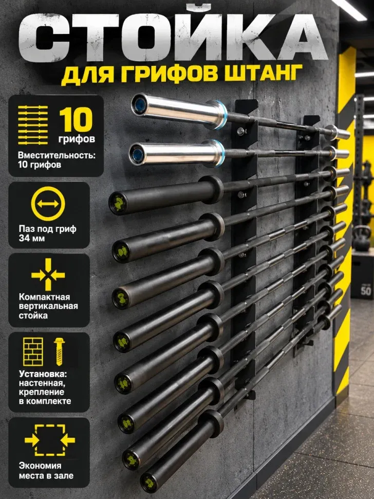 Полка настенная для хранения грифов