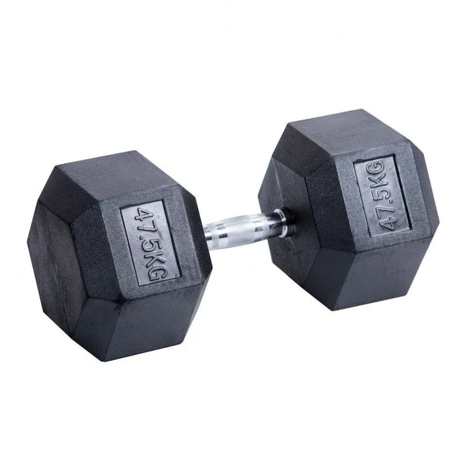 Гантель гексагональная обрезиненная PROFI-FIT​ 47,5 кг, черный