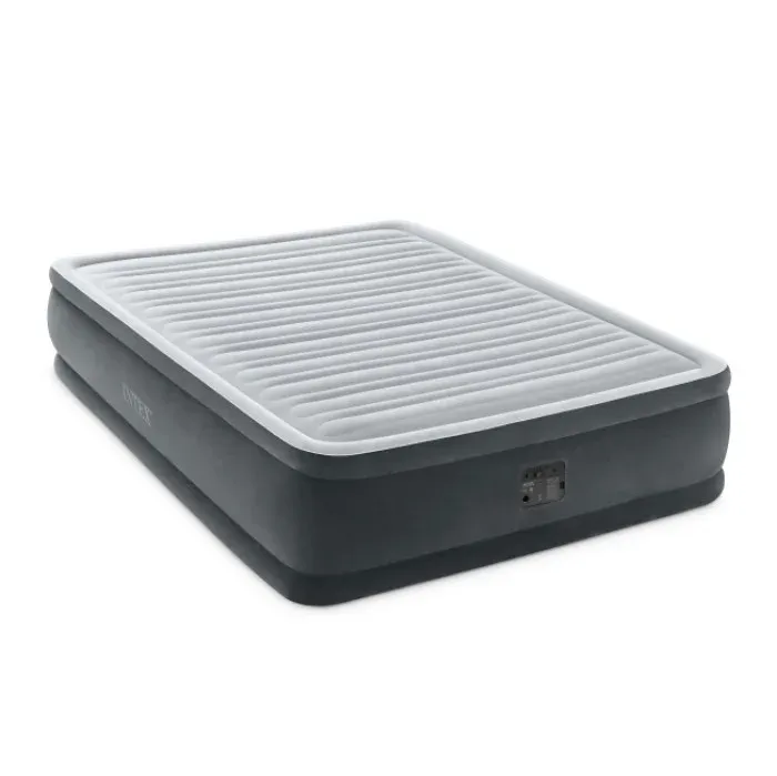 Надувная кровать Comfort-Plush Intex 64414 152х203х46см встр.нас. 220В до 272кг, платиновый темно-серый