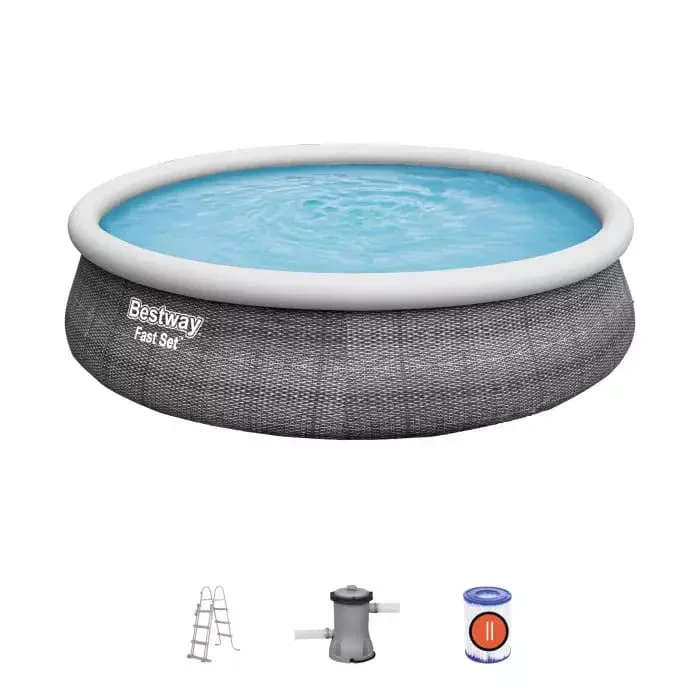 Бассейн Fast Set Bestway 57372 BW 457х107см 12362 л фил.-насос 2006л/ч лестн., темно-серый