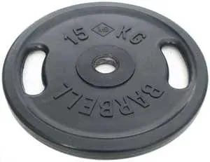 Диск Barbell обрезиненный евро-классик черный с рукоятками d=51 мм