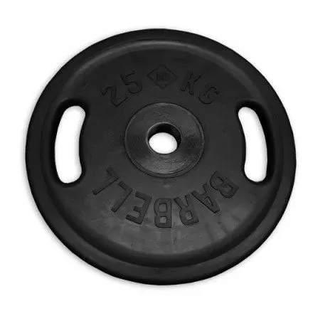 Диск Barbell обрезиненный евро-классик черный с рукоятками d=51 мм