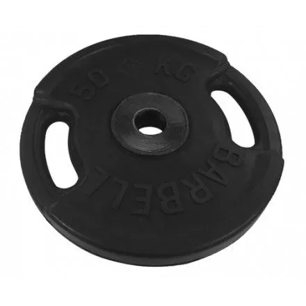Диск Barbell обрезиненный евро-классик черный с рукоятками d=51 мм