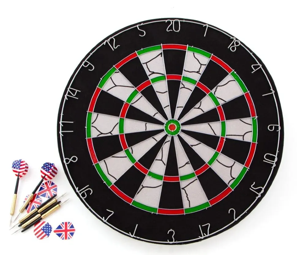 Мишень для игры в дартс 18'' 45,7 см 6 дротиков, белый зеленый красный