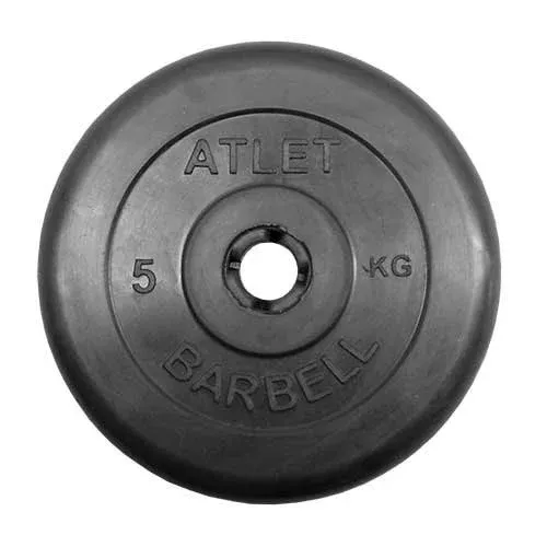 Диск Barbell обрезиненный черный d=31 мм 5 кг ATLET