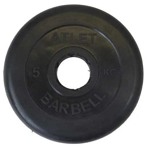 Диск Barbell обрезиненный черный d=50 мм ATLET