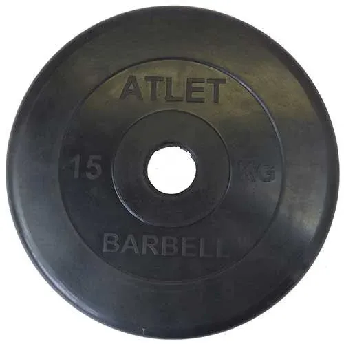 Диск Barbell обрезиненный черный d=50 мм ATLET