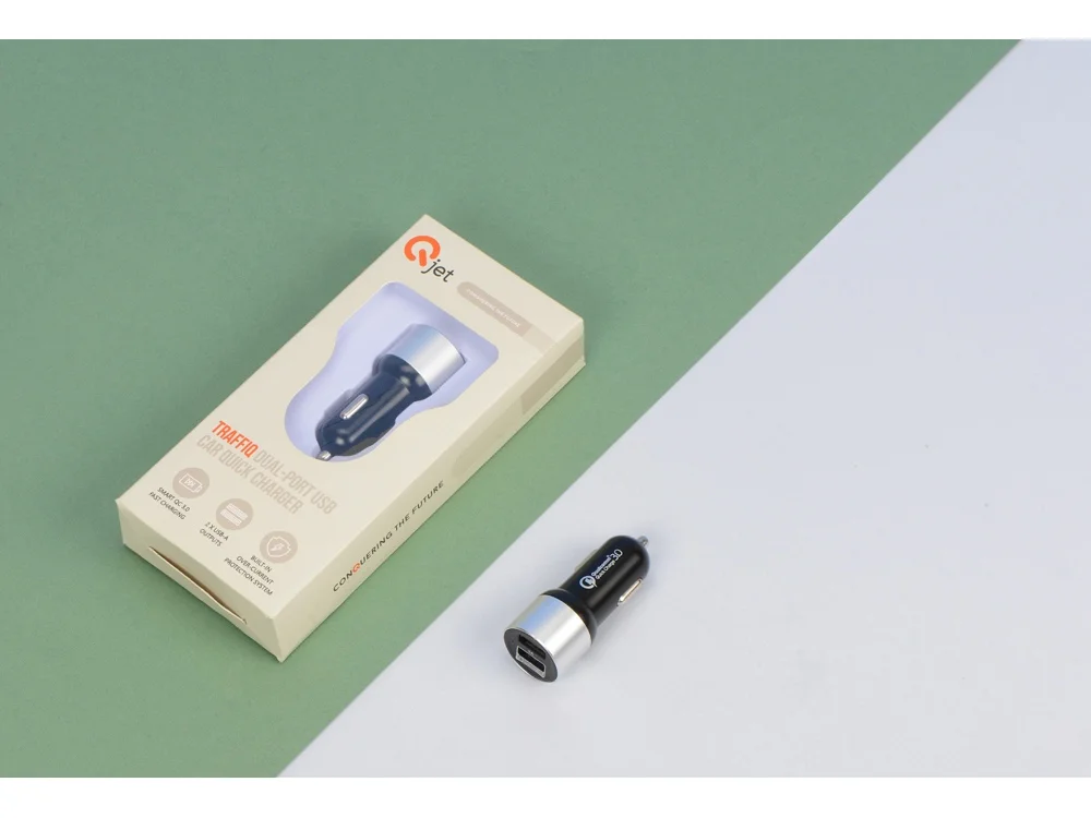 Адаптер автомобильный USB с функцией быстрой зарядки QC 3.0 «TraffIQ», черный/серебристый - фото 7