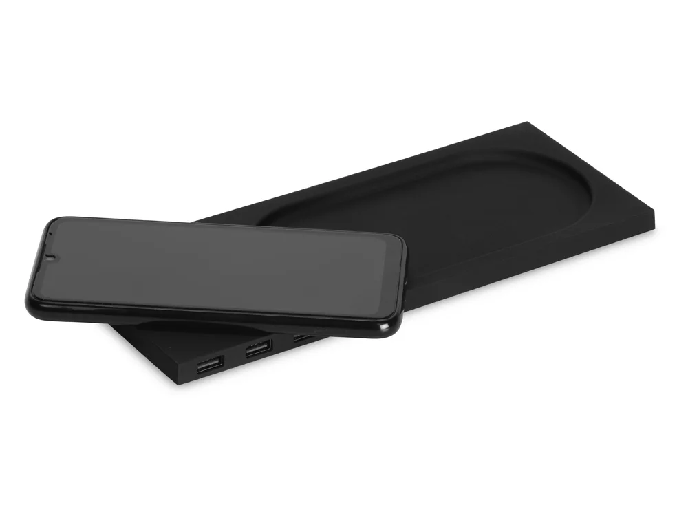 Беспроводное настольное зарядное устройство Glide с подсветкой soft-touch черный - фото 7