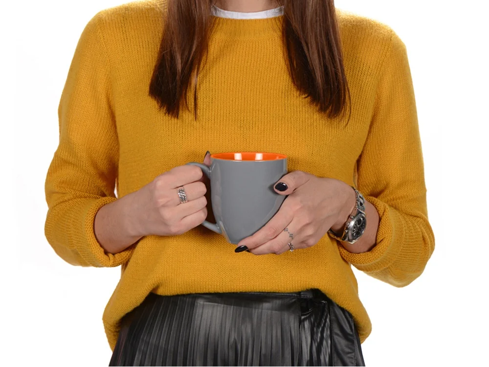 Кружка «Gracy», серый/оранжевый, 450 мл - фото 2