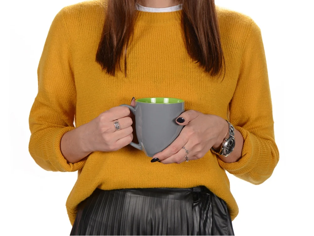 Кружка Gracy серый/зеленое яблоко 450 мл - фото 2