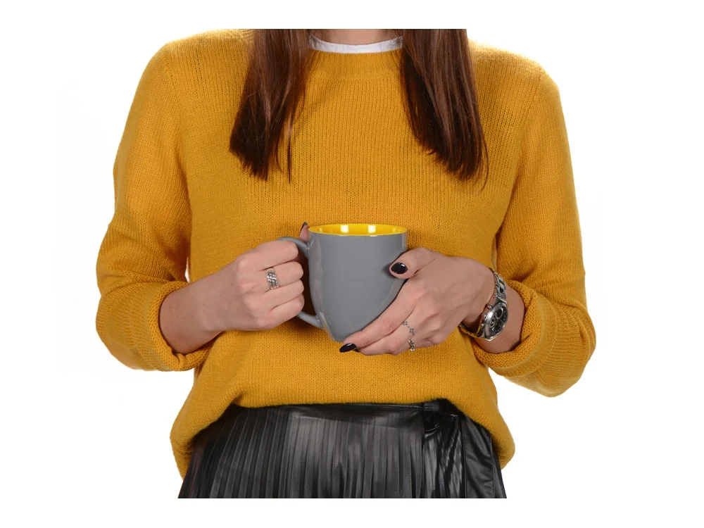 Кружка Gracy серый/желтый 450 мл - фото 2