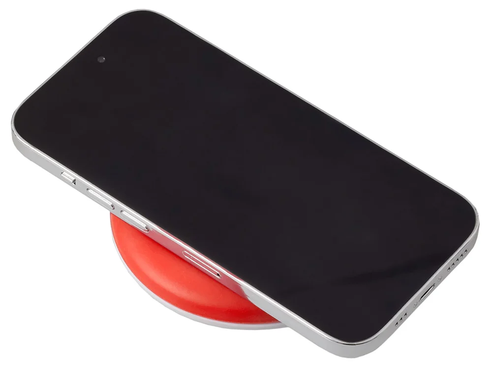 Беспроводное зарядное устройство Disc со встроенным кабелем 2 в 1 красный - фото 2