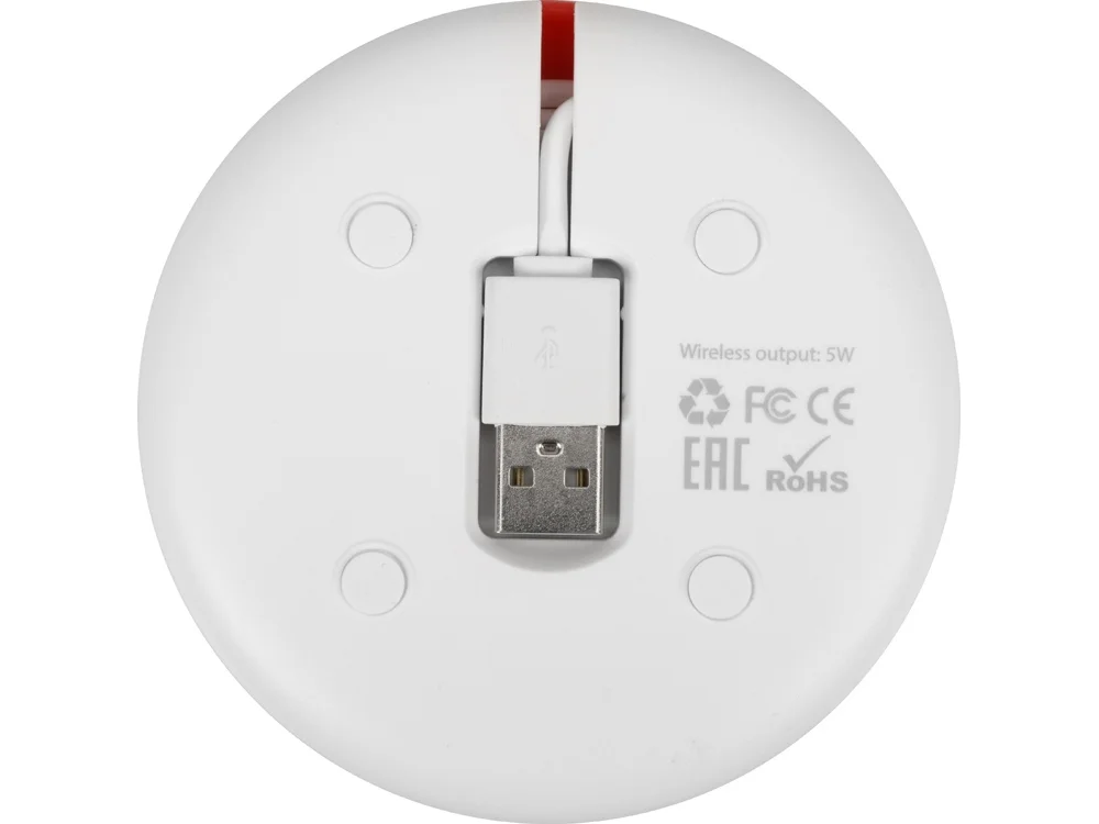 Беспроводное зарядное устройство Disc со встроенным кабелем 2 в 1 красный - фото 8