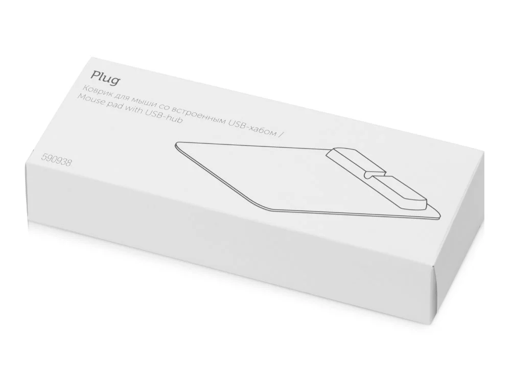 Коврик для мыши со встроенным USB-хабом Plug черный/белый - фото 7