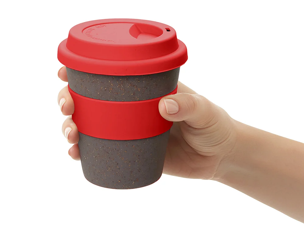 Стакан из бамбукового волокна Café серо-коричневый/красный 350 мл - фото 5