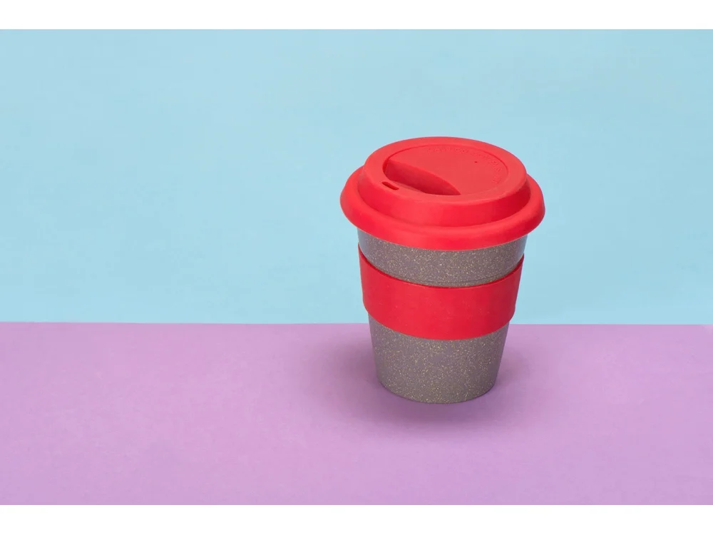 Стакан из бамбукового волокна Café серо-коричневый/красный 350 мл - фото 6