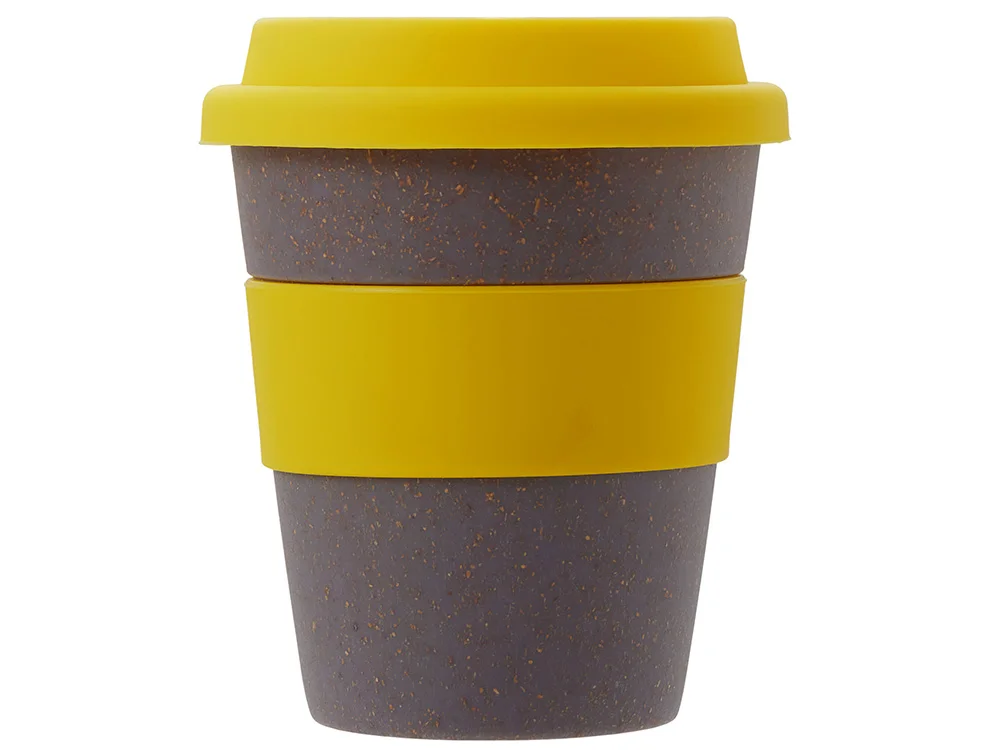 Стакан из бамбукового волокна Café серо-коричневый/желтый 350 мл - фото 4