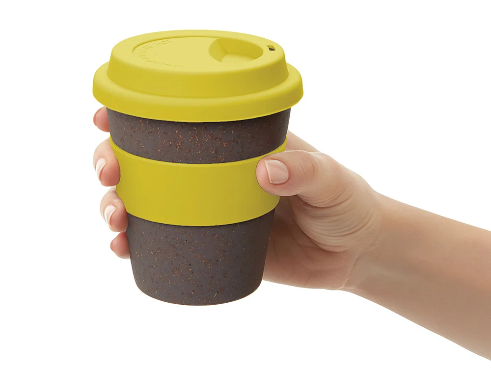 Стакан из бамбукового волокна Café серо-коричневый/желтый 350 мл - фото 5