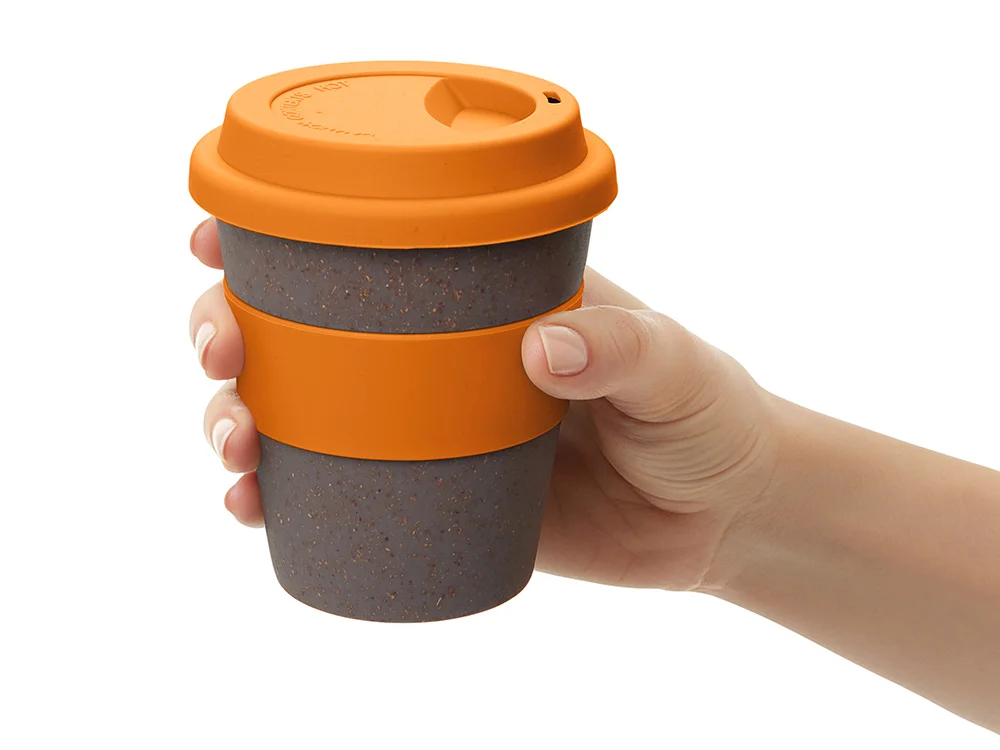 Стакан из бамбукового волокна Café серо-коричневый/оранжевый 350 мл - фото 5