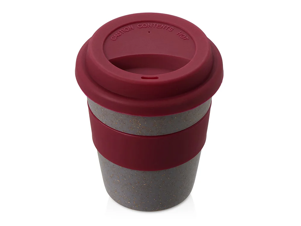 Стакан из бамбукового волокна Café серо-коричневый/красный бургунди 350 мл
