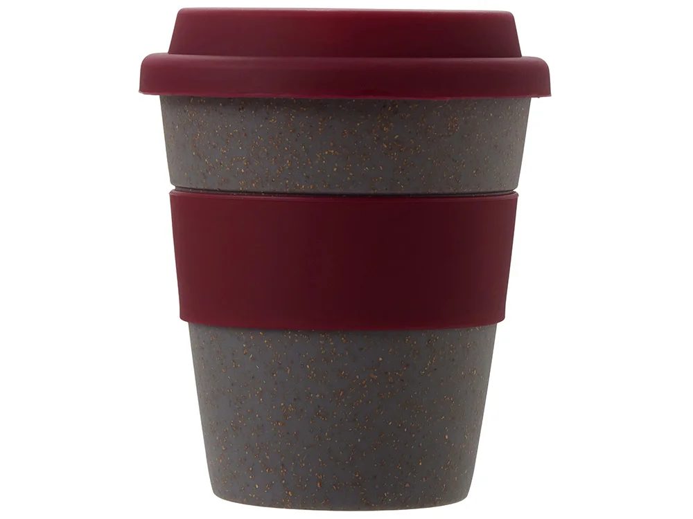 Стакан из бамбукового волокна Café серо-коричневый/красный бургунди 350 мл - фото 4