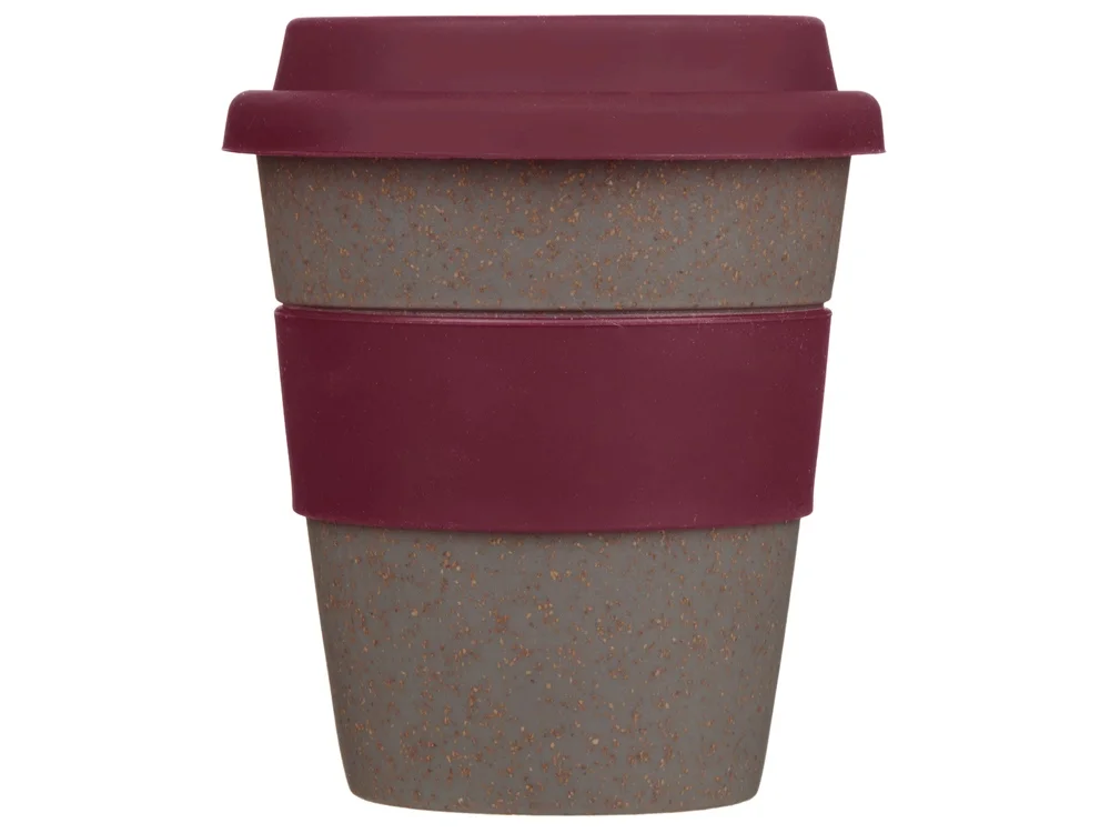 Стакан из бамбукового волокна Café серо-коричневый/красный бургунди 350 мл - фото 5