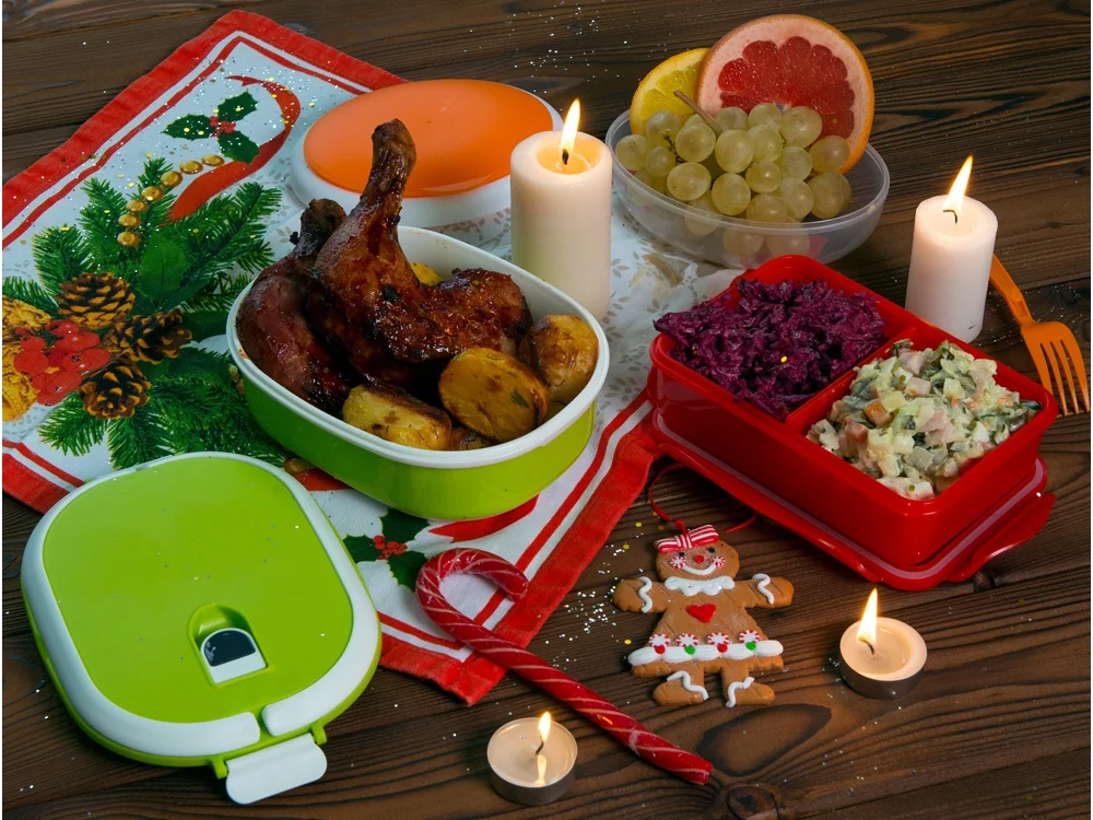 Герметичный ланч-бокс Foody с двумя секциями красный 650 мл - фото 7