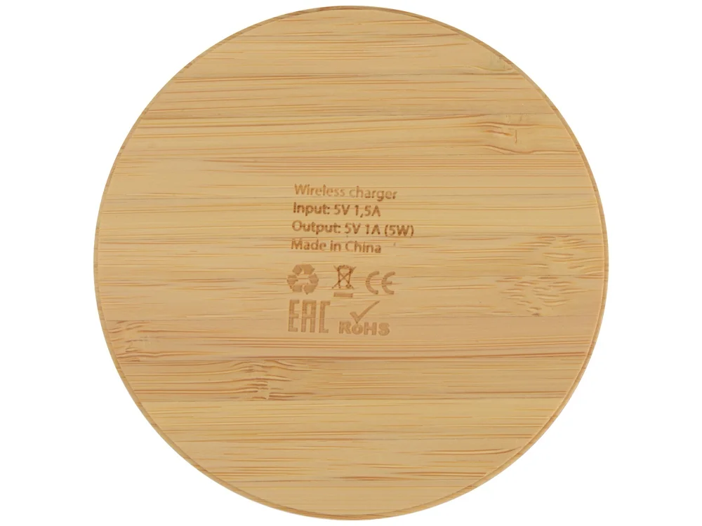 Беспроводное зарядное устройство из бамбука Cap натуральный - фото 4