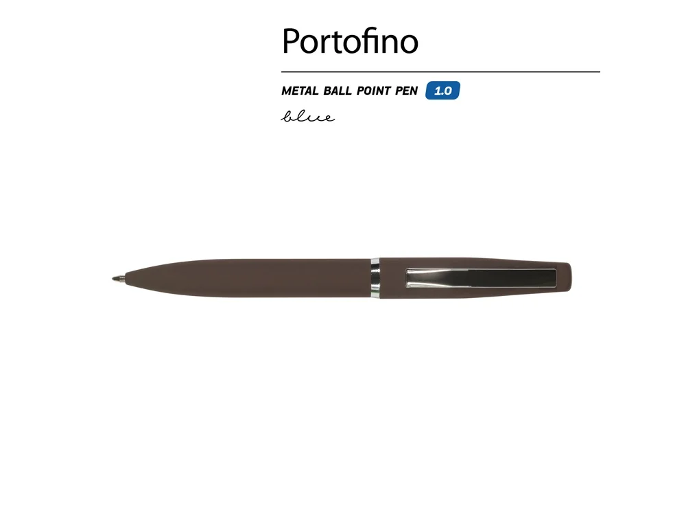 Ручка металлическая шариковая Portofino софт-тач коричневый - фото 2