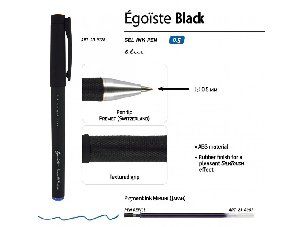 Ручка пластиковая гелевая Egoiste Black с лого бренда черный - фото 3