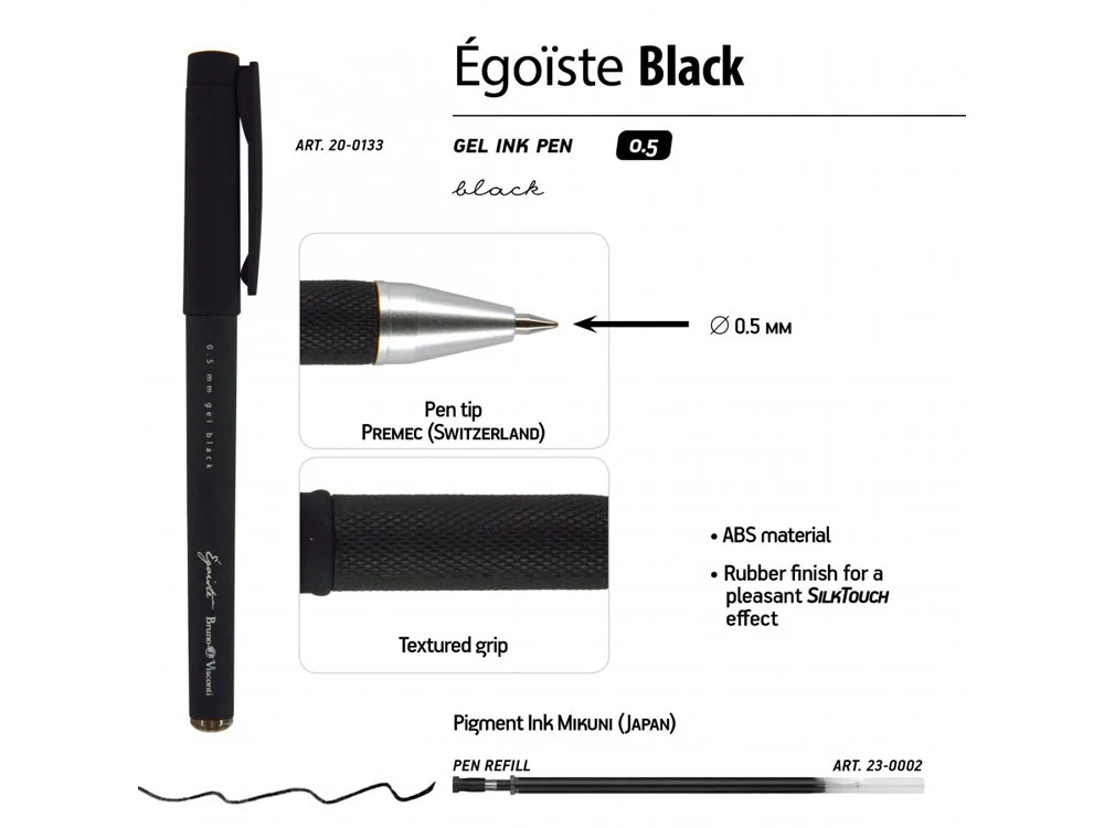 Ручка пластиковая гелевая Egoiste Black с лого бренда черный - фото 3