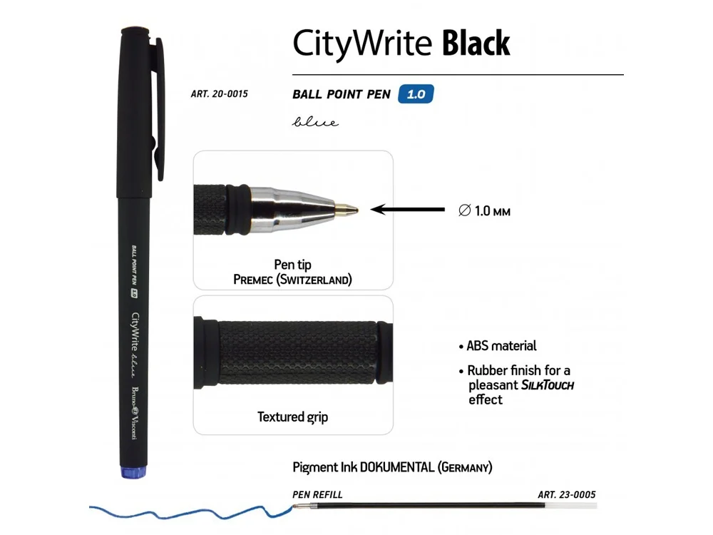 Ручка пластиковая шариковая CityWrite Black черный - фото 3