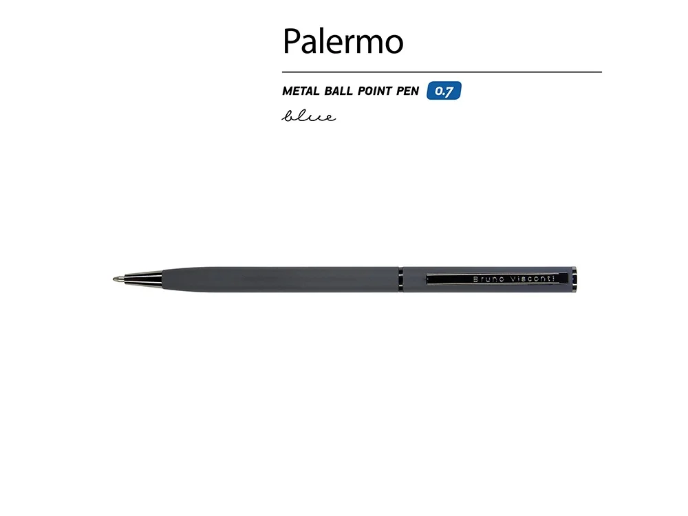 Ручка металлическая шариковая Palermo софт-тач графит - фото 2