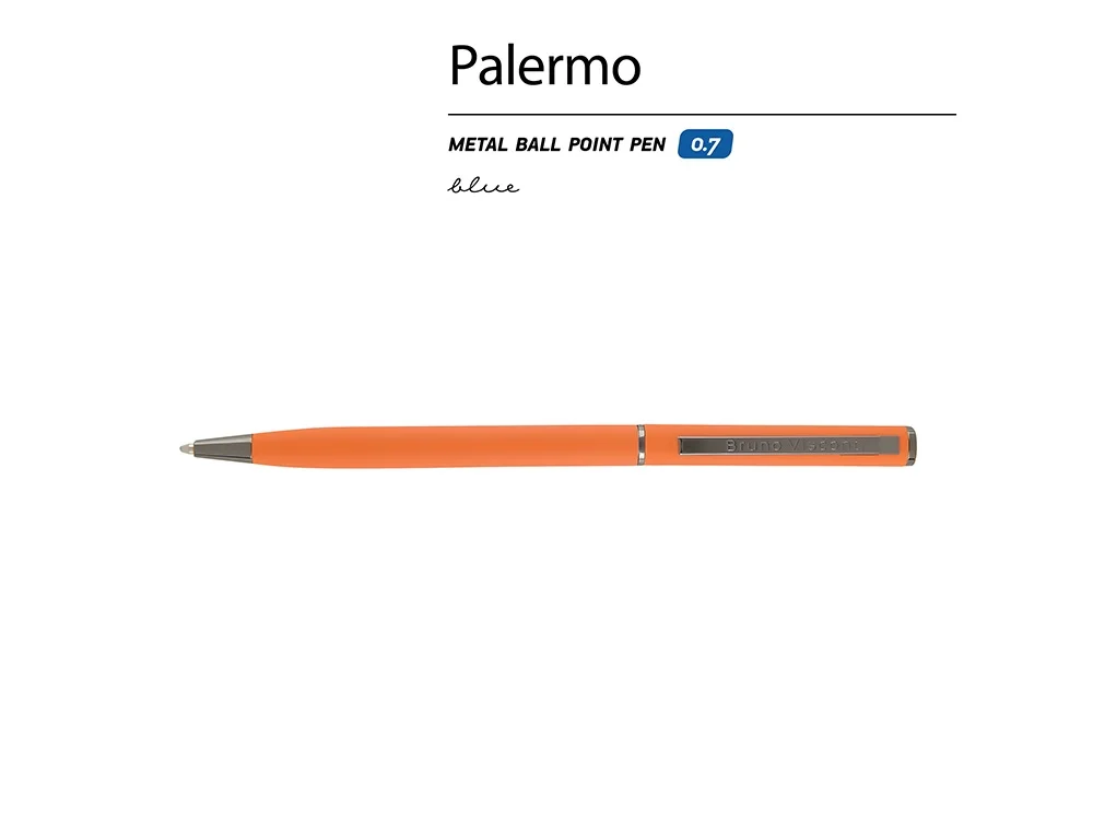 Ручка металлическая шариковая Palermo софт-тач оранжевый - фото 2
