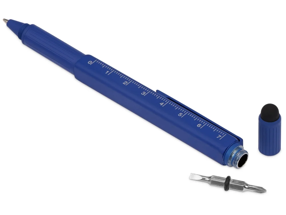 Ручка-стилус металлическая шариковая «Tool» с уровнем и отверткой, синий - фото 2