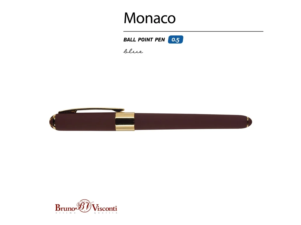 Ручка пластиковая шариковая Monaco коричневый/золотистый - фото 2